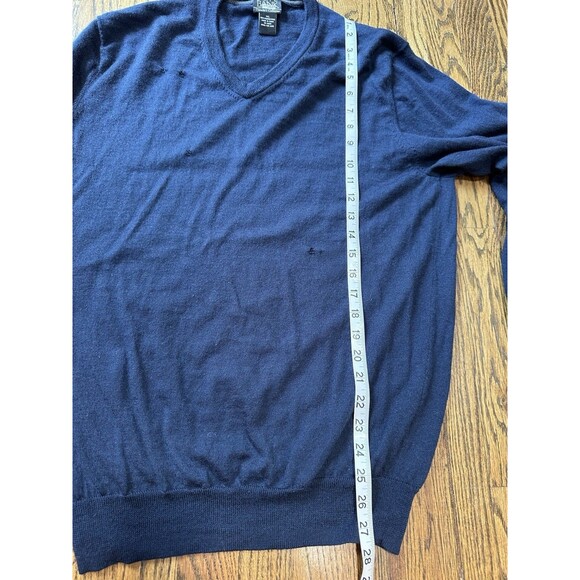 Jos A Bank Men's V-neck Long Sleeve Navy‎ Blue Sweater 100% Merino Wool Size XL - Picture 10 of 11
